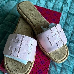 Tory Burch Light Pink Cork Slide Sandals